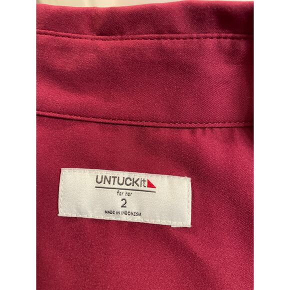 UNTUCKit Amelia Wrap Tie Front Button-Down Shirtdress Dress Red - Size 2 Preppy - Picture 6 of 8